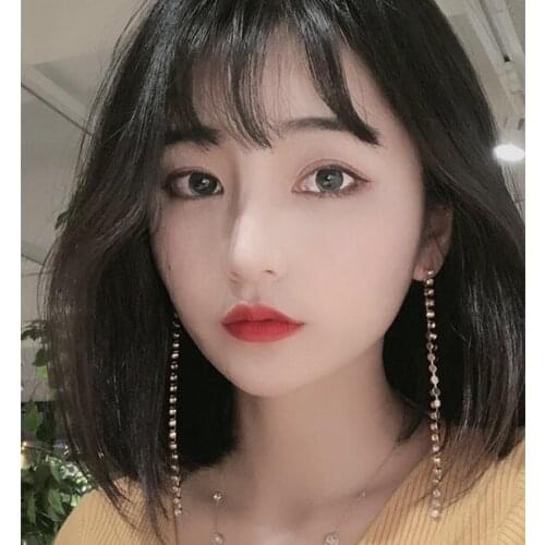 2019 Trendy Korean 1 Pair Womens Silver Colour Super Long Crystal Chain Drop Earrings Dangle Tassel Earrings For Party Jewelry