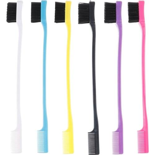 3pcs Double Sided Edge Brushes Hair Comb Eyebrow Eyelash Comb Hair Styling Hairdressing Salon Hair Comb Brushes Random Color