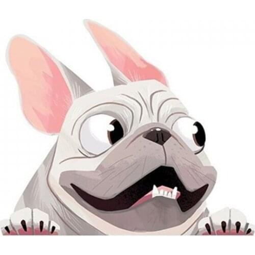 A0102# 13 cm/17 cm Self-adhesive Decal French Bulldog Looking Car Sticker Waterproof Auto Decors on Bumper Rear Window Laptop