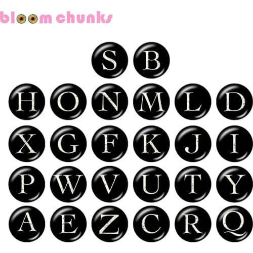 Alphabet 10pcs mixed 12mm/18mm/20mm/25mm Round photo glass cabochon demo flat back Making findings Z1104