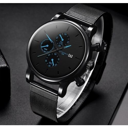 Steel Business Quartz Wristwatches Mens Top Brand Luxury Analog Watch Men Clock Ultra-thin Big Dial Quartz Sport Watches For Men