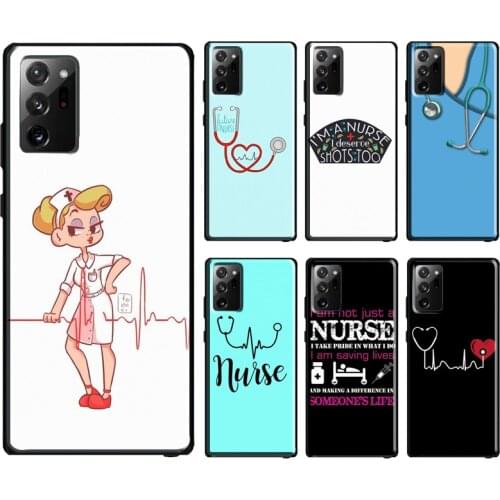Stethoscope Heart Medical Nurse Case For Samsung Galaxy S10 Plus S8 S9 S20 FE Note10 Plus Note9 Note20 S21 Ultra Cover Bag