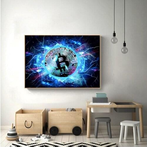 Home Decor Bitcoin Prints Painting Neon Pictures Fashion Wall Art Modular Nordic Modern Spirit Canvas Living Room Poster Frame