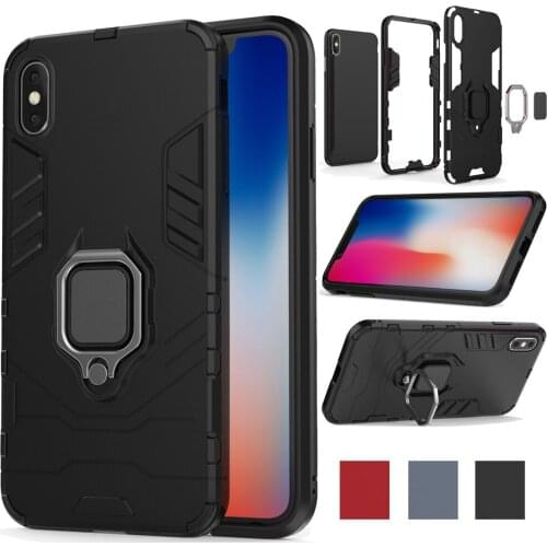 Dual Layer Magnetic Ring Armor Case For iPhone X/XS Shockproof Impact Protective Back Kickstand Cover For Apple iPhone X/Xs 5.8"
