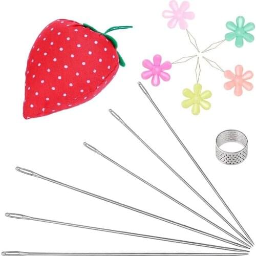 LMDZ 6 Pcs Beading Needles Long Straight Beading Thread Needles Bead Needle Threader Sewing Needles Holder for Jewelry Making