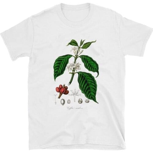 Coffee Plant Illustration T-Shirt Vintage Botanical Graphic T Shirts Women Cotton Plus Size Aesthetic Tshirts Coffee Tee Shirt