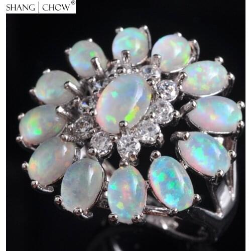 925 Sterling Silver Ring, Fashion Jewelry Huge Flower With Ovel Fire opal women Casual Clothes Accessories Lover Gift R1652