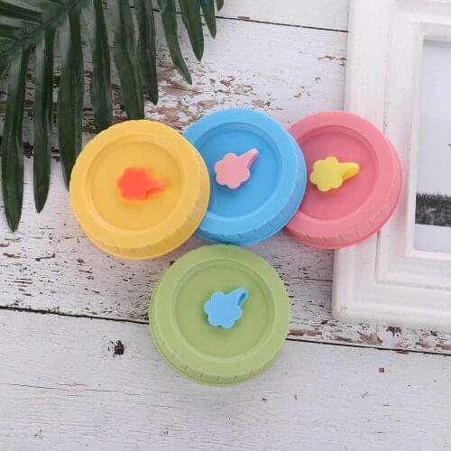 4Pcs 70mm Mason Jars Lids Non Spill Drinking Canning Covers Plastic Decorative Storage Cap with Straw Hole&Silicone Stopper Plug
