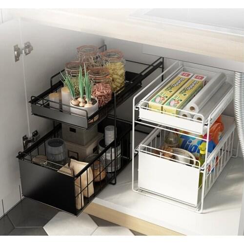 Kitchen Storage Rack Floor-Standing Countertop Pull-out Shelves Storage Cabinet Household Storage Rack