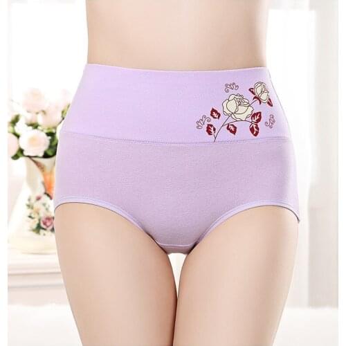 Madiy Sexy Panties Women Cotton High Waist Body Shaper Printing Briefs Closed Abdominal Underwear