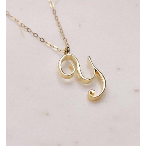 Small letter Label Simple Initial Logo alphabet Y Necklace Name Symbol English Initials Letters Charm Pendant Jewelry