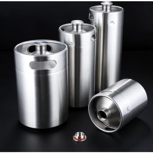 1Pc 5L/4L/3.6L/2L 304 Stainless Steel Mini Beer Keg Pressurized Growler Portable Beer Bottle Home Brewing Beer Craft Making Tool
