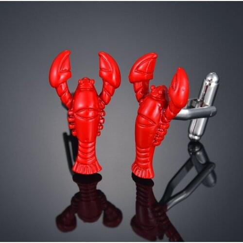 Men French Shirt Suit Animal Lobster Cuff Links Copper Material Red Color High Quality Initial Cufflink Business Wedding Banque