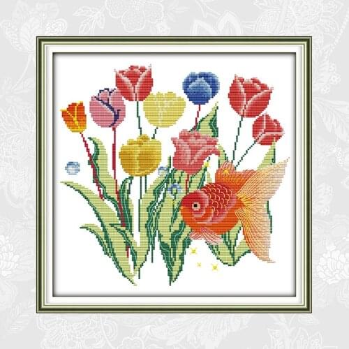 Joy Sunday Cross Stitch Kits Goldfish Printed Canvas 14CT 11CT Embroidery Sets Handmade Needlework Home Decor Painting