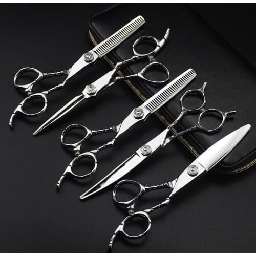 Professional japan 440c 6 inch alligator hair scissors salon cutting barber makas haircut thinning shears hairdressing scissors