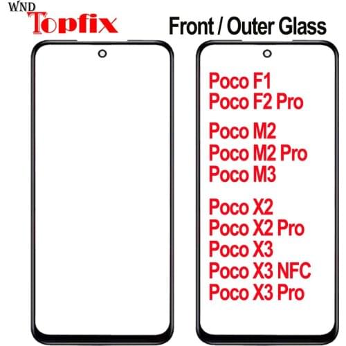 Front Outer Glass For Xiaomi Poco X3 NFC Outer Glass F1 F2 Pro Front Glass Panel M2 M3 Outer Glass Replacement Parts X3 Pro