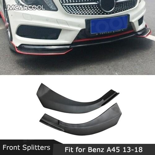 Carbon Fiber Front Lip Splitters Spoiler Side Canards Flaps for Mercedes A Class W176 A180 A200 2013-2019 FRP Head Bumper Aprons