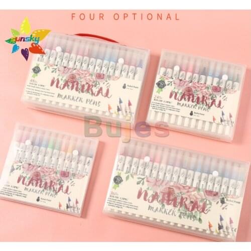 MINGYUN 12/24/36/48 color Water based hard fiber pen, watercolor pen, hand account pen diary color hook pen drawing art supplies