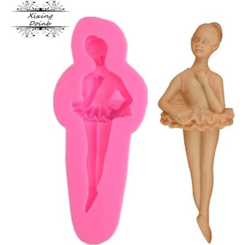DIY Ballerina silica gel mold birthday cake decoration tool sugar chocolate clay technology resin mold kitchen supplies