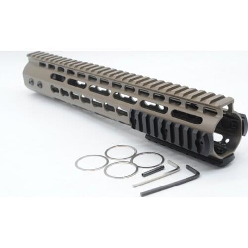 TriRock Tan / Flat Dark Earth 12'' Length NSR Key Mod Rail Mount Handguard Free Float AR-15 with Aluminum/Steel Barrel Nut