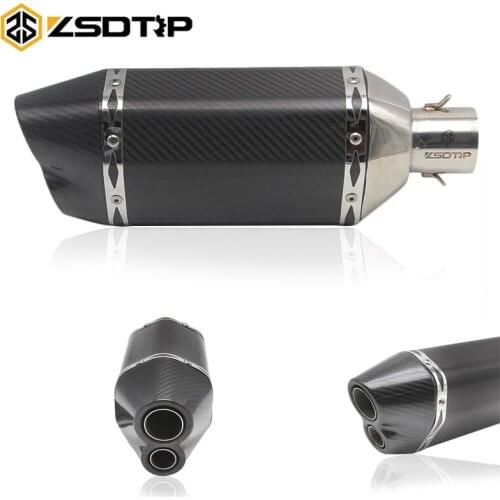 ZSDTRP Universal 51MM Motorcycle Exhaust Pipe Muffler Carbon Fiber For Yamaha Honda KTM Kawasaki Racing Street Dirt Bike Scooter