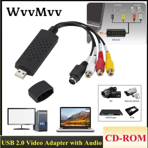 WVVMVV USB 2.0 Video Capture Grabber Card adapter Chipset UTVF 007 TV DVD VHS Audio Capture S-video USB Converter for windows10
