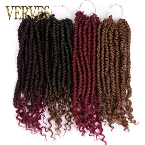 VERVES Braiding Ombre Faux Locs Curly 14 inch 12 roots/pack Crochet Braids Dread Locs hair Extensions Twist Black Bug Locs