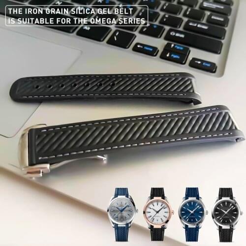 Waterproof Silicone Watchbands For Omega SEAMASTER 300 AT150 Watch Accessories Rubber Watch Bracelet Men Watch Band Watch Strap