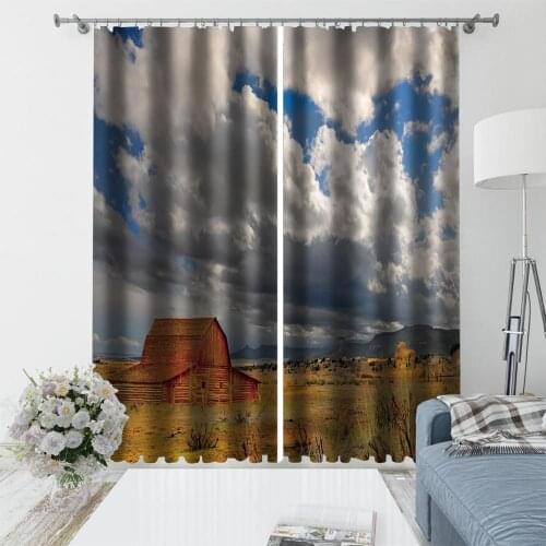 Nature scenery blue sky curtains Bedroom living room windproof thickening blackout fabric 3d curtains