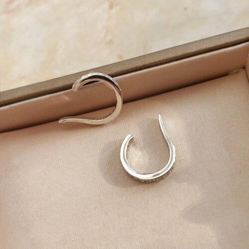 New 925 White Fungus With Diamonds, Simple Wide Version Geometric Punk Gold Design Personalized Ear Clip