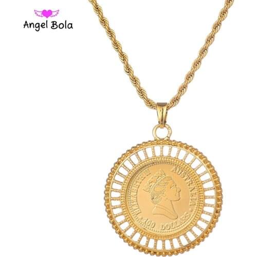 2020 Gold Color Fashion Queen Coin Pendant Necklace for Women Necklace Short Jewelry Female Women Gifts Free Shipping