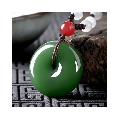 Zheru Jewelry Natural Hetian Jade Green Donut Pendant Necklace, Exquisite Jewelry Jade, Best Gift