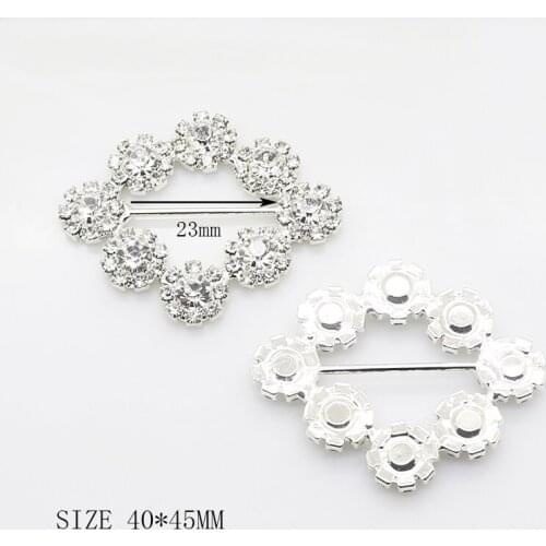 ZMASEY 5Pcs/Lot 40*45mm Silver Metal Buckle Slider for Wedding Invitation Decoration Holiday Party Handwork Buckles Accessories