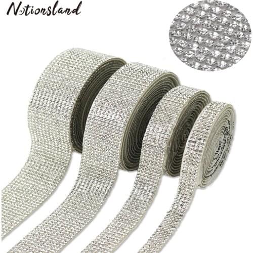 1 Roll Self Adhesive Diamond Ribbon DIY Apparel Sewing Patches Sticker Clothes Rhinestones Patches Crafts DIY Event Decoration