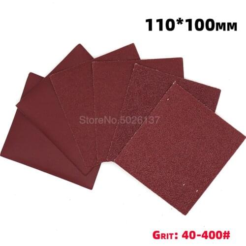 1PCS 100X110MM Square Sandpaper Sand Sheets Grit 40 100 400 Hook Loop Sanding Red Polishing