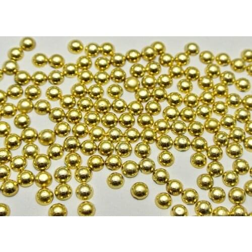 1000 Metallic Gold Flatback Round Half Pearl 4mm Scrapbook Nail Art Craft