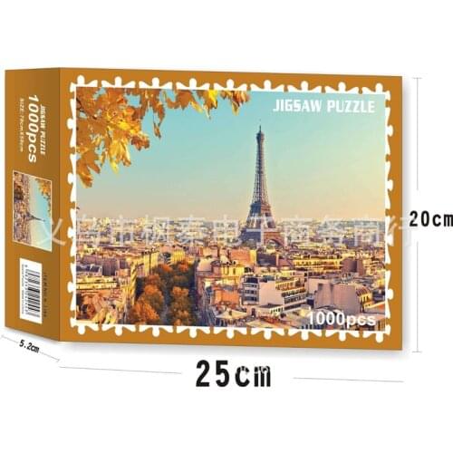 1000pcs Jigsaws Paris in Autumn Maple leaf Scenery Photo for Family Game Children Adult Relief Stress Toy Hotel Room Decoration