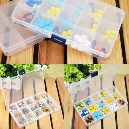 15 Detachable Clear Plastic Divided Storage Box Rhinestone Nail Art Tips