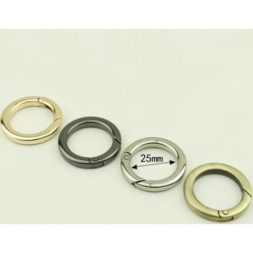 20pcs Metal Spring Gate O Ring 25mm Carabiner Round Trigger Buckles Hooks Openable Keyring Clips Leather Bag Strap Outdoor