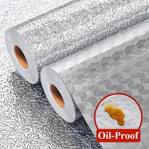 300cm Kitchen Oil-proof Waterproof Stickers Aluminum Foil Kitchen Cabinet Stove Drawer Self Adhesive Wall Sticker DIY Wallpaper