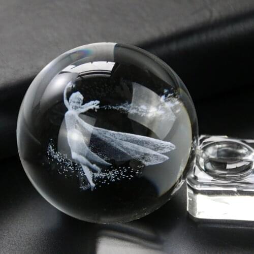 Clear 3D Inner Carving Dancing Princess Crystal Decor Ball Feng Shui Ornaments Paperweight Center Home Office Decor Accessory K9