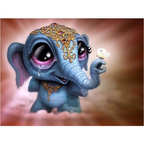 5D DIY Diamond Painting Needlework Elephant Full Round Drill Mosaic Painting Diamond Embroidery Animal Pattern Home Decoration