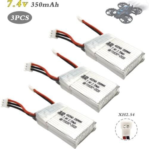 3PCS 7.4v 350mAh 2s Lipo Battery for MJX X401H X402 JXD 515W 515V RC Mini FPV Drone Quadcopter Helicopters Lipo Charger Parts
