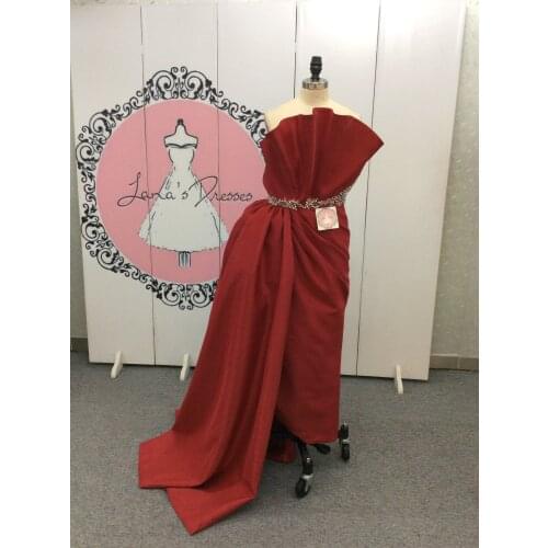Elegant Long Burgundy Mermaid Scalloped Prom Dresses Zipper Back Satin Robe De Soiree Floor Length Formal Party Gown