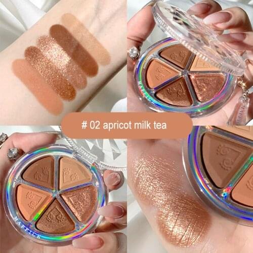 Holographic Petal Eyeshadow Palette 5 Color Matte Blush Eyeshadow Pigmented Powder Metallic Diamond Eye Makeup Cosmetics TSLM1