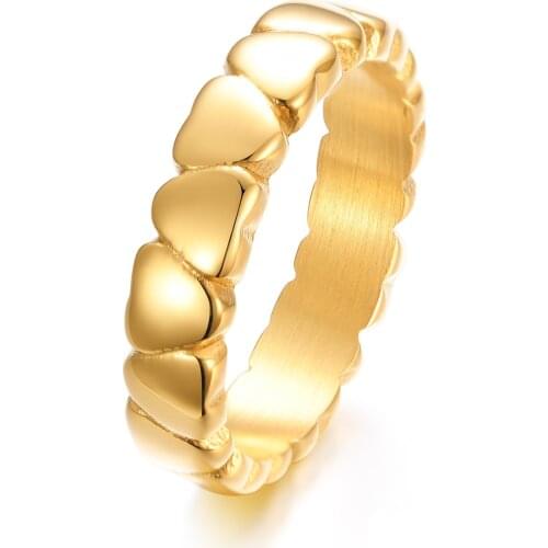 Love Shape Heart Ring Stainless Steel, 4.5mm Wedding Ring Love Gift for Women, Golden Ring