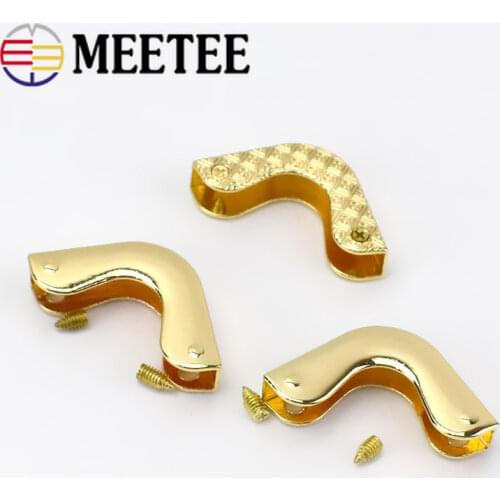 Meetee 5/10pcs 25*37mm Bag Corner Metal Luggage Decorative Buckle DIY Manual Edge Banding Bag Handbag Hardware Accessories BD455
