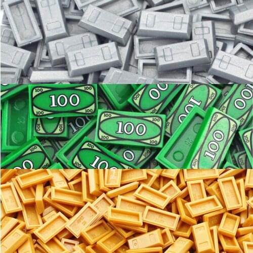 MOC Bricks Friends Accessories Building Blocks 100 Dollar Bill Money Pattern Gold Silver Cash Parts Toys Compatible City Blocks