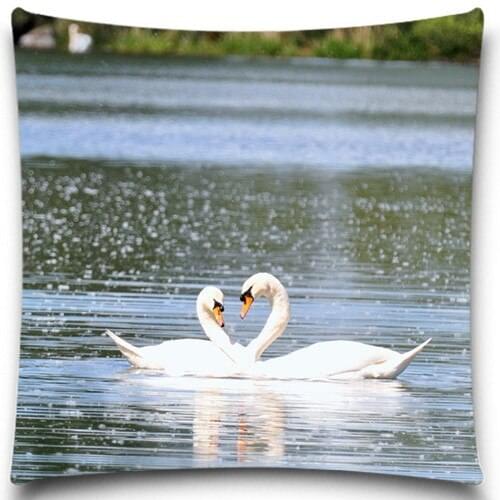 Love of Swan cute birds Cotton polyester Cushion cover decorative car sofa chair Soft material Square 5 size 9 style