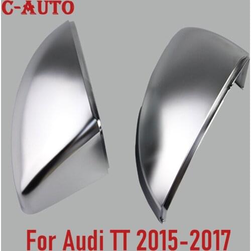 C-Auto 2Pcs/set Matt Chrome Mirror Cover Silver Rearview Side Mirror Cap Housing For Audi TT 2015 2016 2017